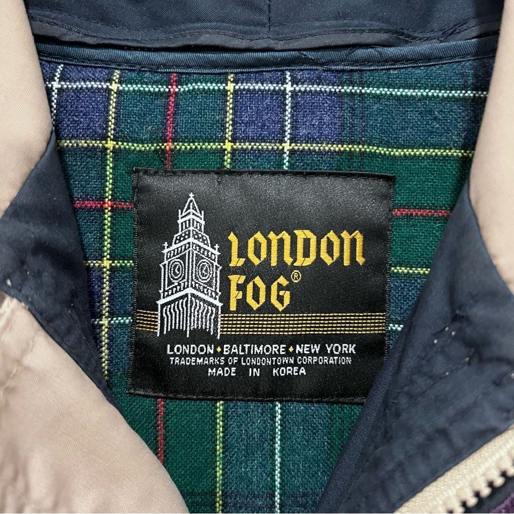 Vintage London Fog Men’s Beige Jacket with Removable Plaid Flannel Lining Sz 44R - Picture 4 of 10